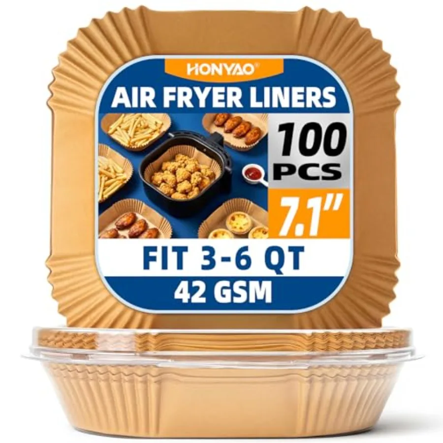 Air Fryer Paper Liners for 4 qt/ 5 qt/ 6 qt, Thickened Square Disposable Liner Compatible with Ninja/Chefman/Cosori/Instant Pot