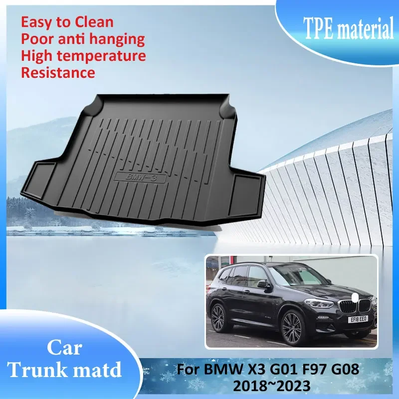 

For BMW X3 G01 F97 G08 2018~2023 TPE Material Trunk Mat Rear Cargo Liner Waterproof Protector Storage Pad Anti slip Accessories