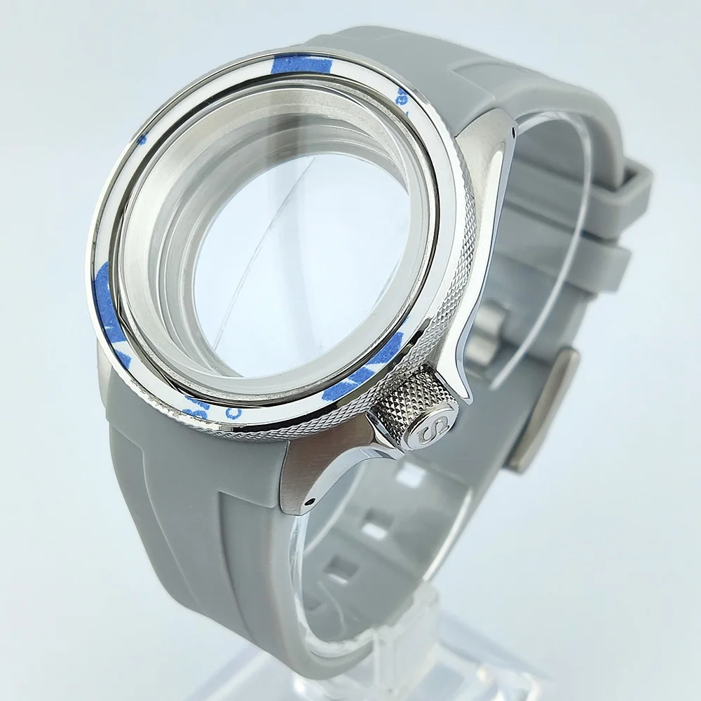 40mm NH35 Case SKX007 SKX009 Screw In Crown Inlaid With Stainless Steel Convex Sapphire Glass Case Fits NH35/NH36 Movement