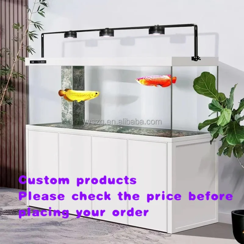 custom.High-Efficiency Filtration System Large Fish with Cabinet - Ultra Glass Rectangular Aquarium with LED Light