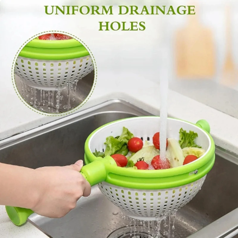 BMBY-Folding Drainer Basket Fruit & Vegetable Centrifuge Salad Spinner With Handle Kitchen Useful Things