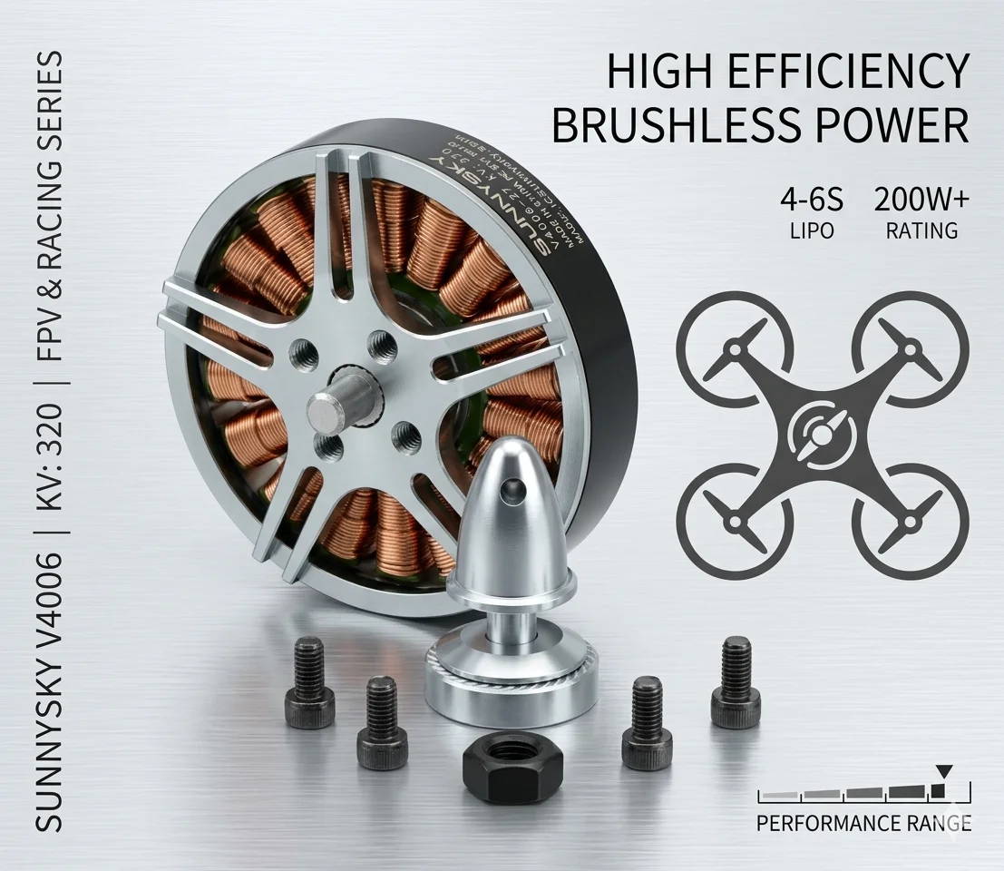 High Power Brushless Motor SunnySky V4006 320KV 380KV High Efficiency for RC Drone Quadcopter UAV Long Endurance Propulsion Powe