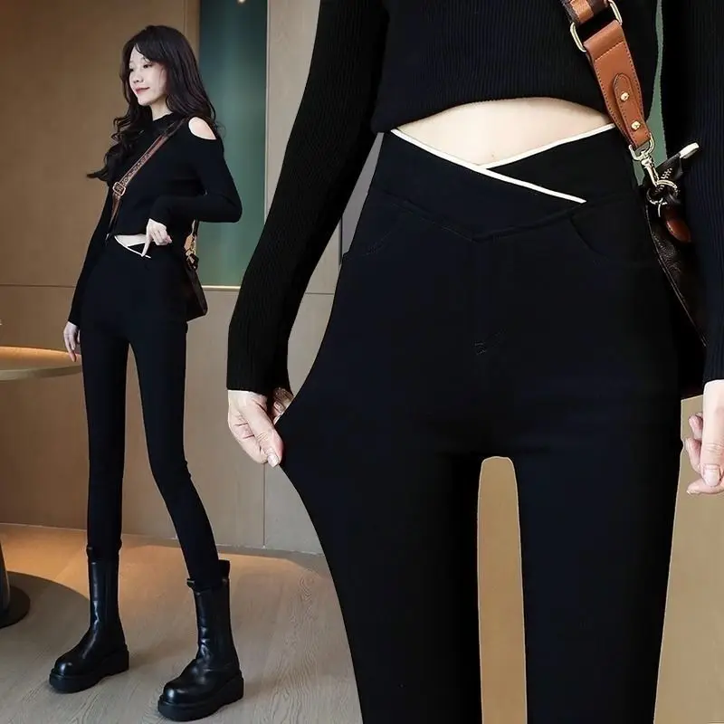 

2024 Women Autumn Winter Fashion High Waist Slim Leggings Female Casual Tight Pants Ladies Solid Color Stretch Leggings G558