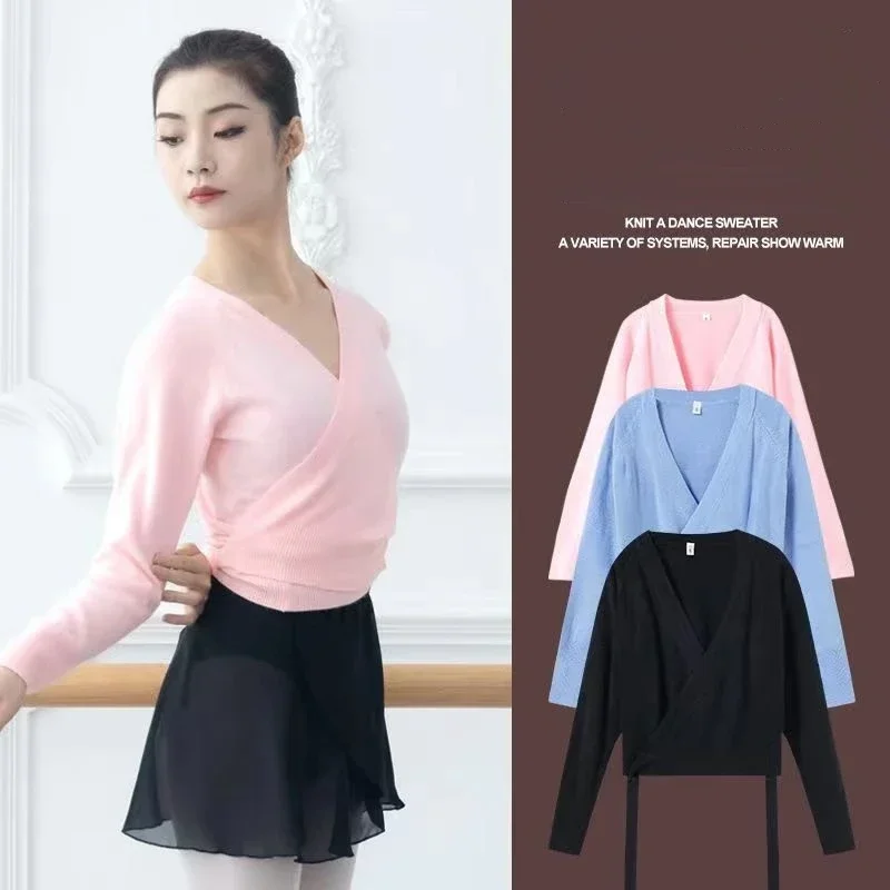 Pull de danse à manches longues pour adultes, manteau en tricot, veste d'automne et d'hiver, vêtements de pratique de ballet, cardigan de yoga chaud, Y