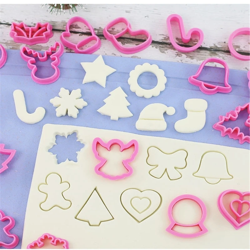 22Pcs/set Christmas Cookie Cutter Gingerbread Xmas Tree Mold Christmas Cake Decoration Tool Navidad Gift DIY Baking Biscuit Mold