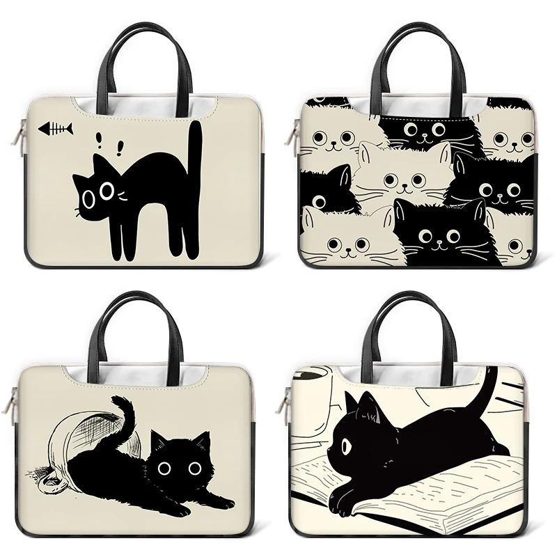 DIY PU Laptop Bag Cat Cover Laptop Sleeve Handle Bag 12 13 14 15 17 inch For Macbook/HP/Asus/Acer/Lenovo Carrying Bag Accessorie