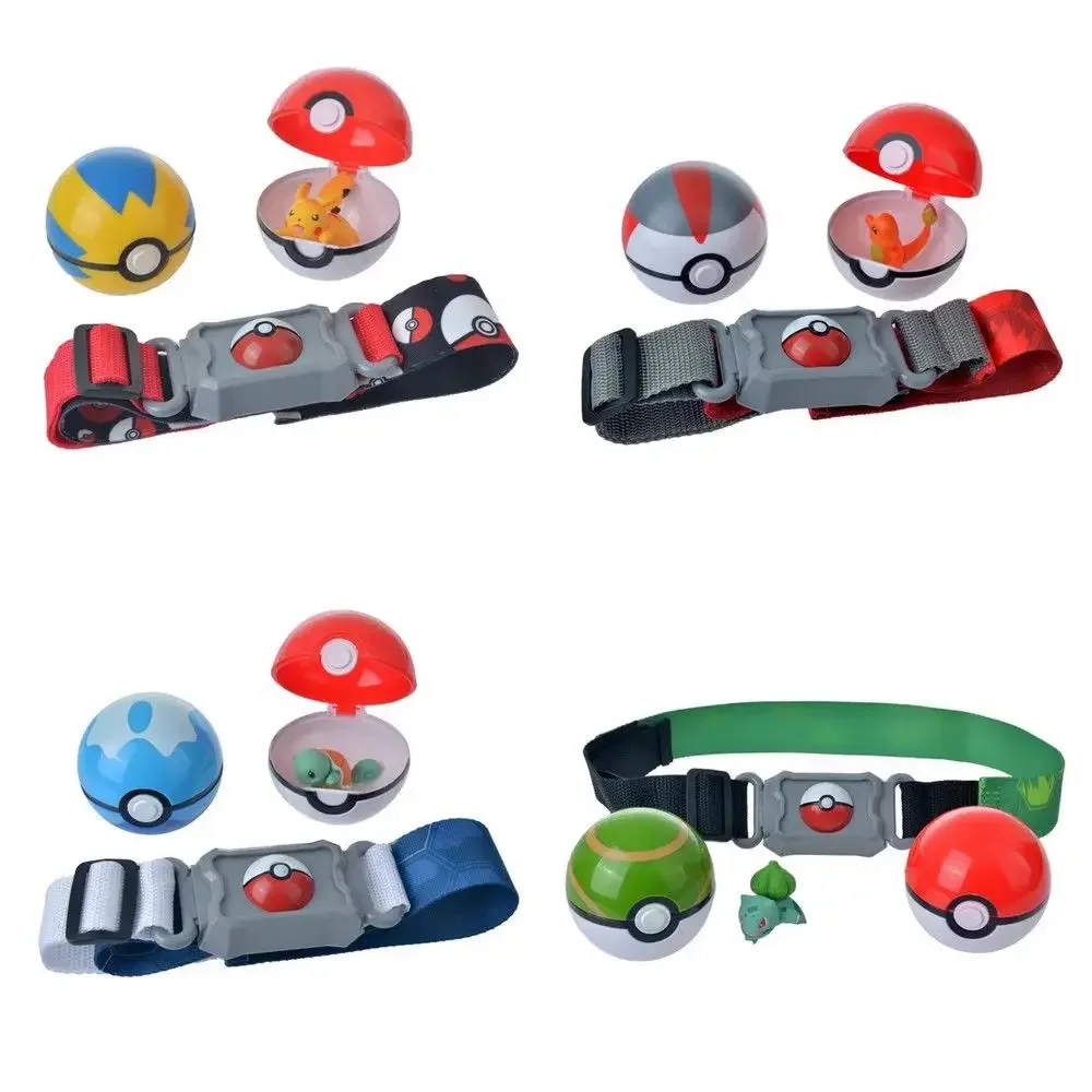 Pokemon Figure Cartoon Doll Kawaii Creative Doll Pikachu Charmander Flip Morphing Ball Belt Children's Toy One Piece Wholesale