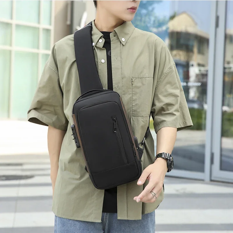 Men\'s Shoulder Bags Waterproof Usb Crossbody Oxford Bag Anti-Theft Sling Bag Short Travel Messenger Chest Pack For Male bolsa 가방