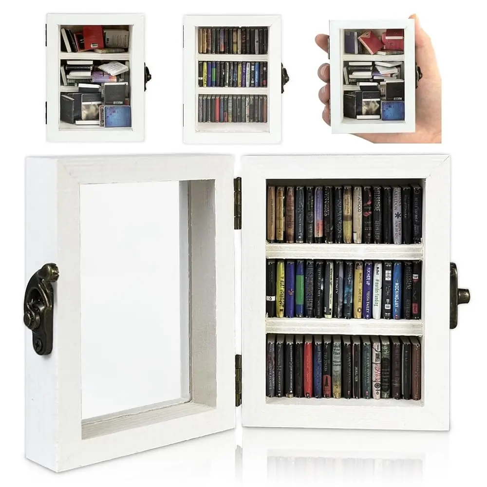 

Anxiety Bookshelf Mini Book Shelfs Ornament Miniature Bookshelf Decor Shake Away Your Anxiety Miniature Library With 60Pcs Mini
