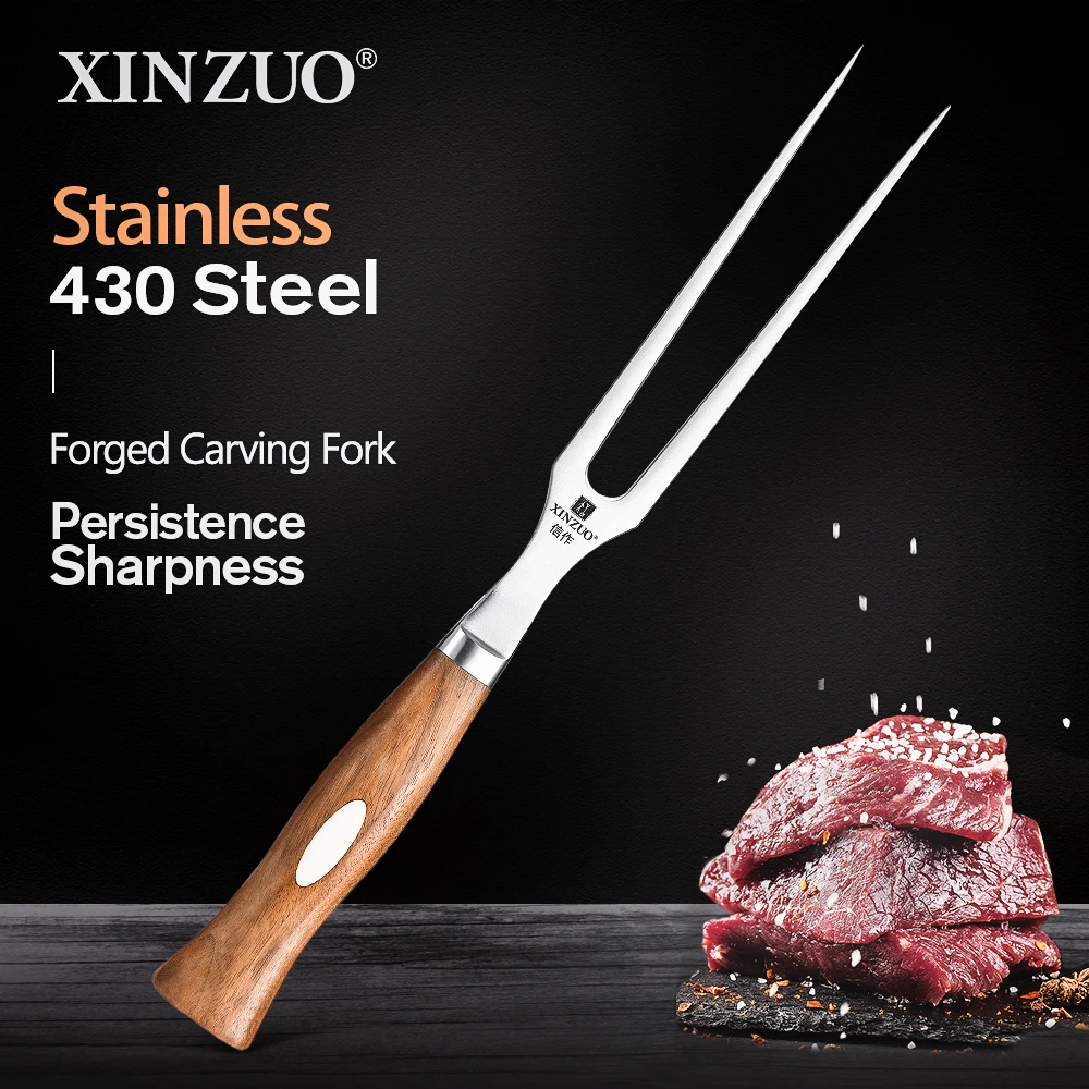 XINZUO Forged Carving Meat Fork High Carbon 430 Stainless Steel Kitchen Knives Kitchen Tools Accessory with Gift Box