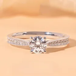 Classic 1 Carat Princess Artificial Moissanite Rings Plated Platinum Women's European American Proposal Ring anillos mujer