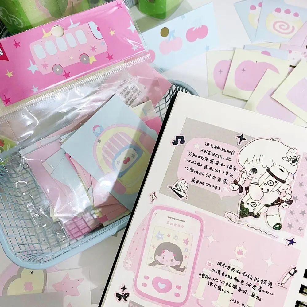 30Pc Stationery Journal Planner Sketchbook Stickers Aesthetic Cute Korean Deco Sicker for Scrapbook Stationery Diary Decoration