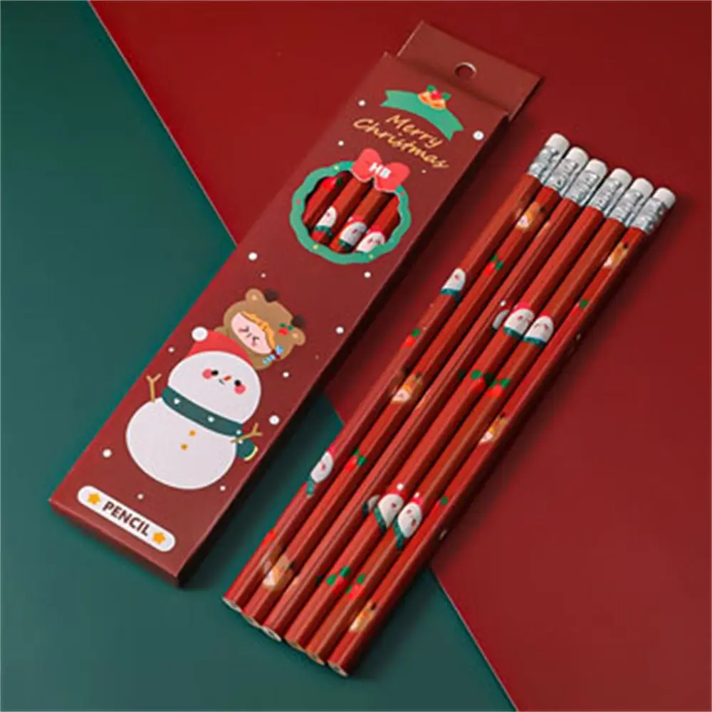 Padrão HB Lápis com Borracha, Lápis De Madeira, Ferramenta de Escrita, Papelaria, Desenho, Esboço Pen Set, Natal Suprimentos