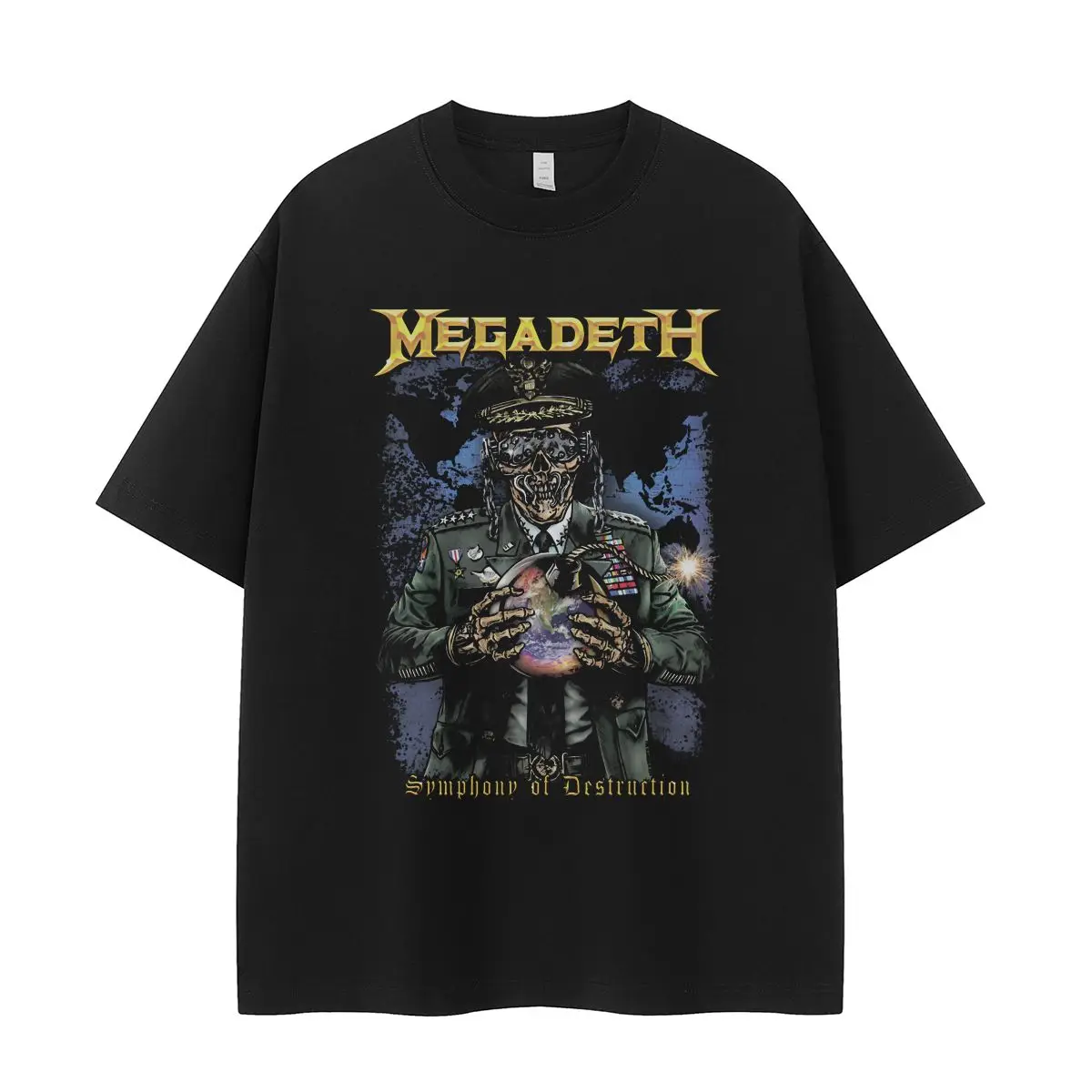 

Лето 2029, популярная футболка Megadeth Band American Street Niche Design Vtg, свободная футболка с короткими рукавами и плечами для мужчин и женщин