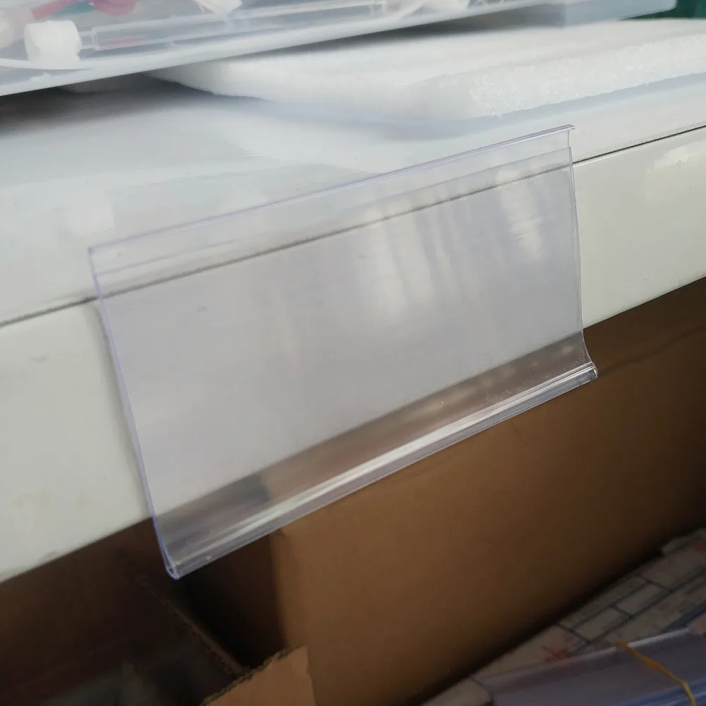 H5cm longa prateleira de exibição de dados de plástico tiras pvc clipe titular preço talker sinal etiqueta rack mercadoria fita adesiva 1 pacote