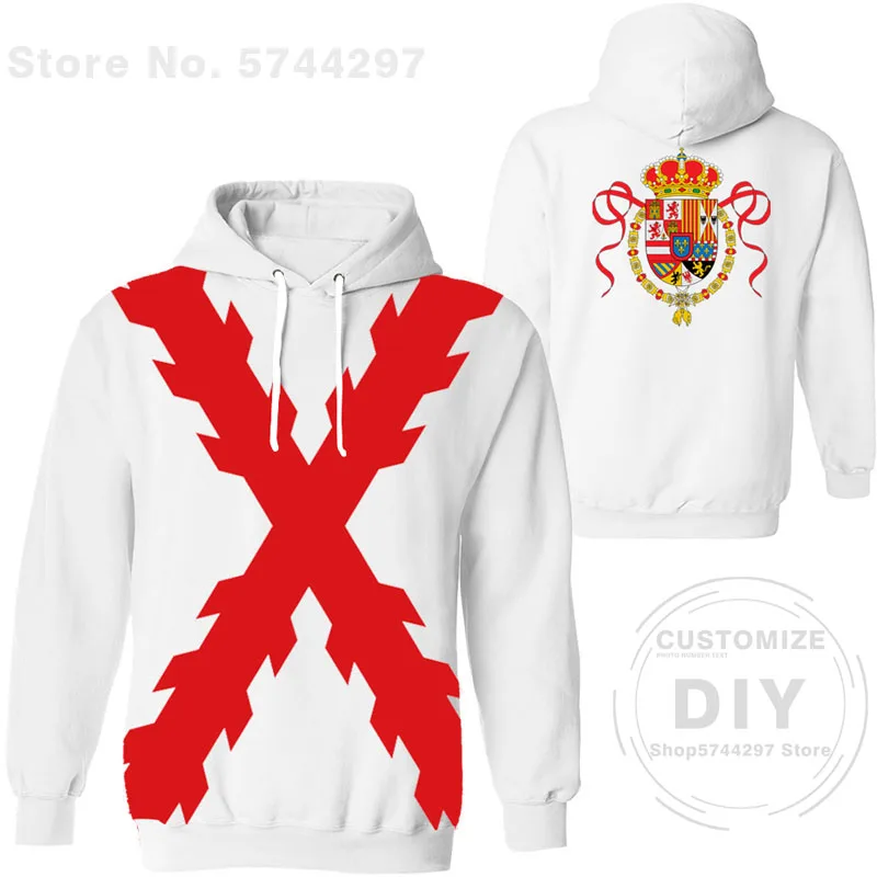 Spanish Empire Hoodie Free Custom Made Name Spain Imperio Sweatshirt Burgundy Hispanic Catholic Monarchy Print Flag Cross Clothe