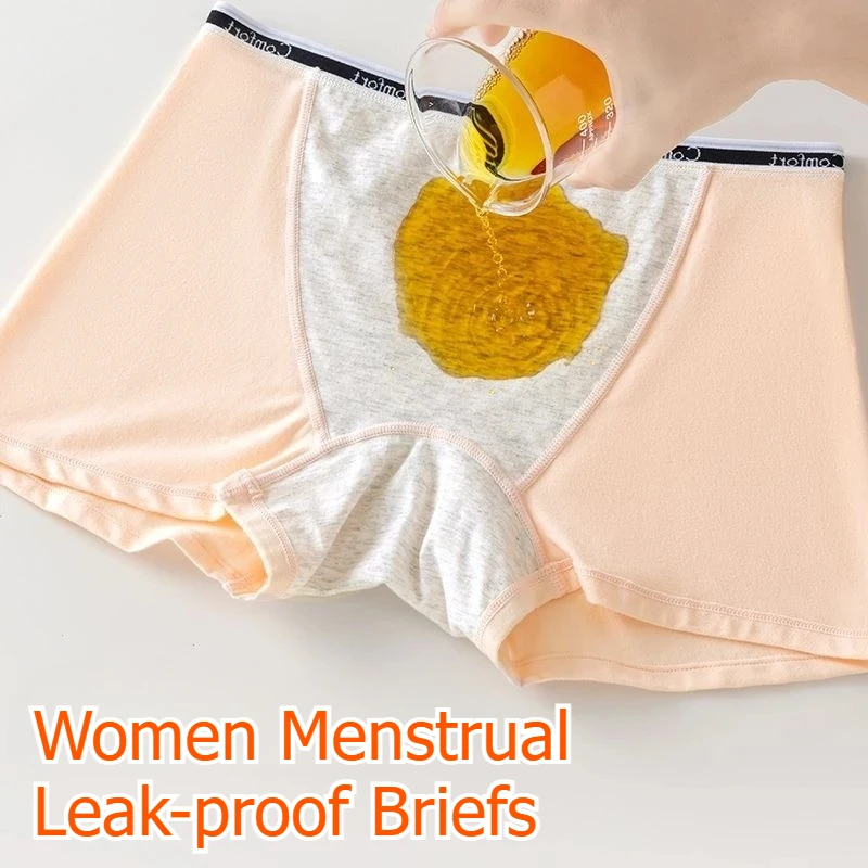 

Women's Menstrual Leak-proof Boxer Panties Physiological Female Underwear Briefs Breathable Plus Large Size Fat Girl Skirt Pants