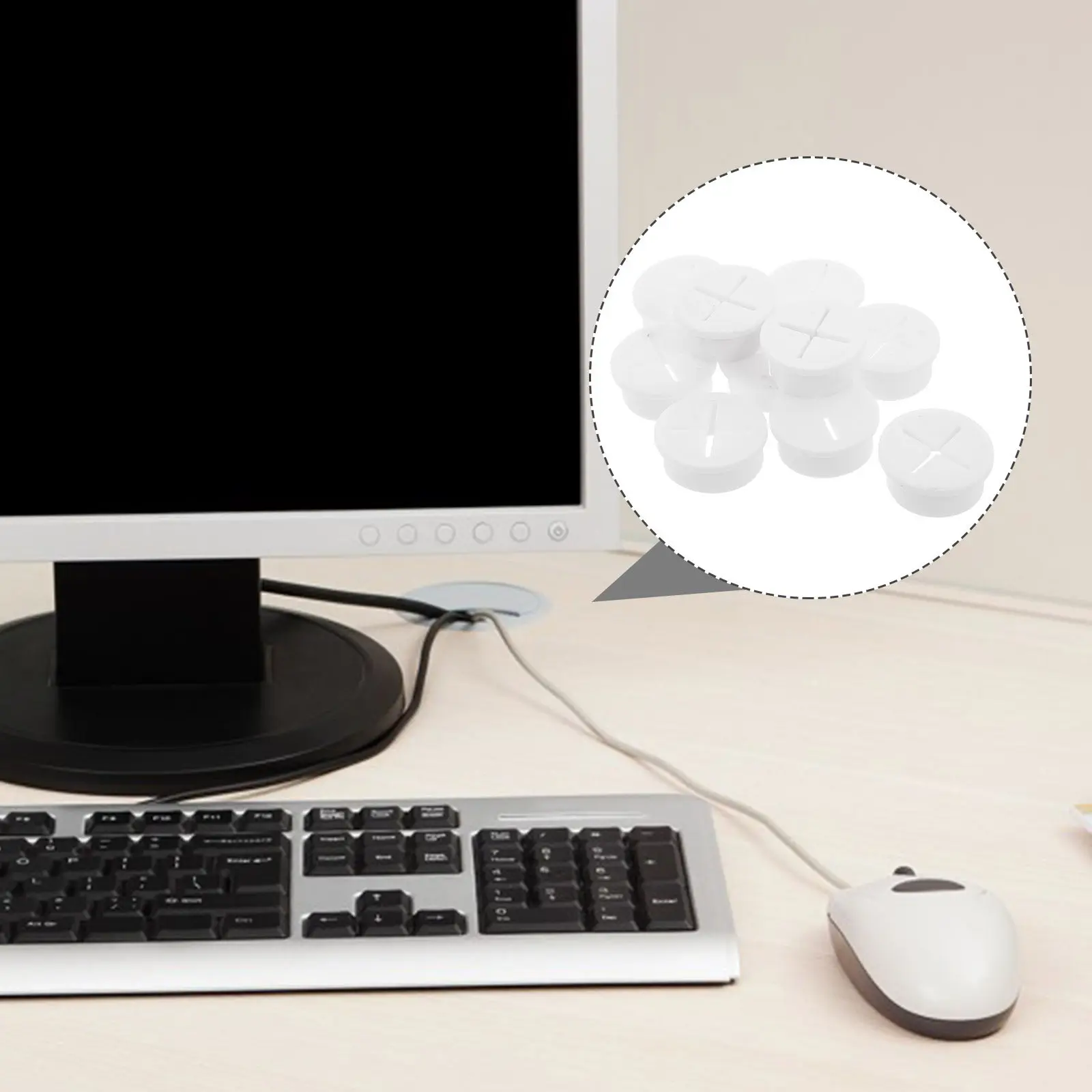 10Pcs Desk Grommet Wire Hole Cover Round Plastic Organizer for Home Office Wiring Neat and Aesthetic Look Hole Plug