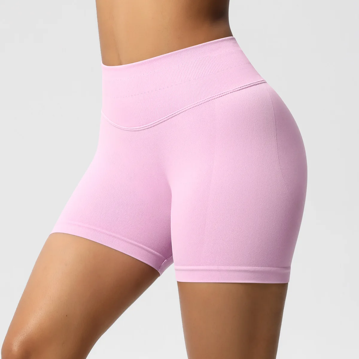 Seamless Yoga Shorts Women Fitness Sports Biker Shorts Low Ribbed Band Gym Shorts Workout Tights Scrunch Butt Short Leggings