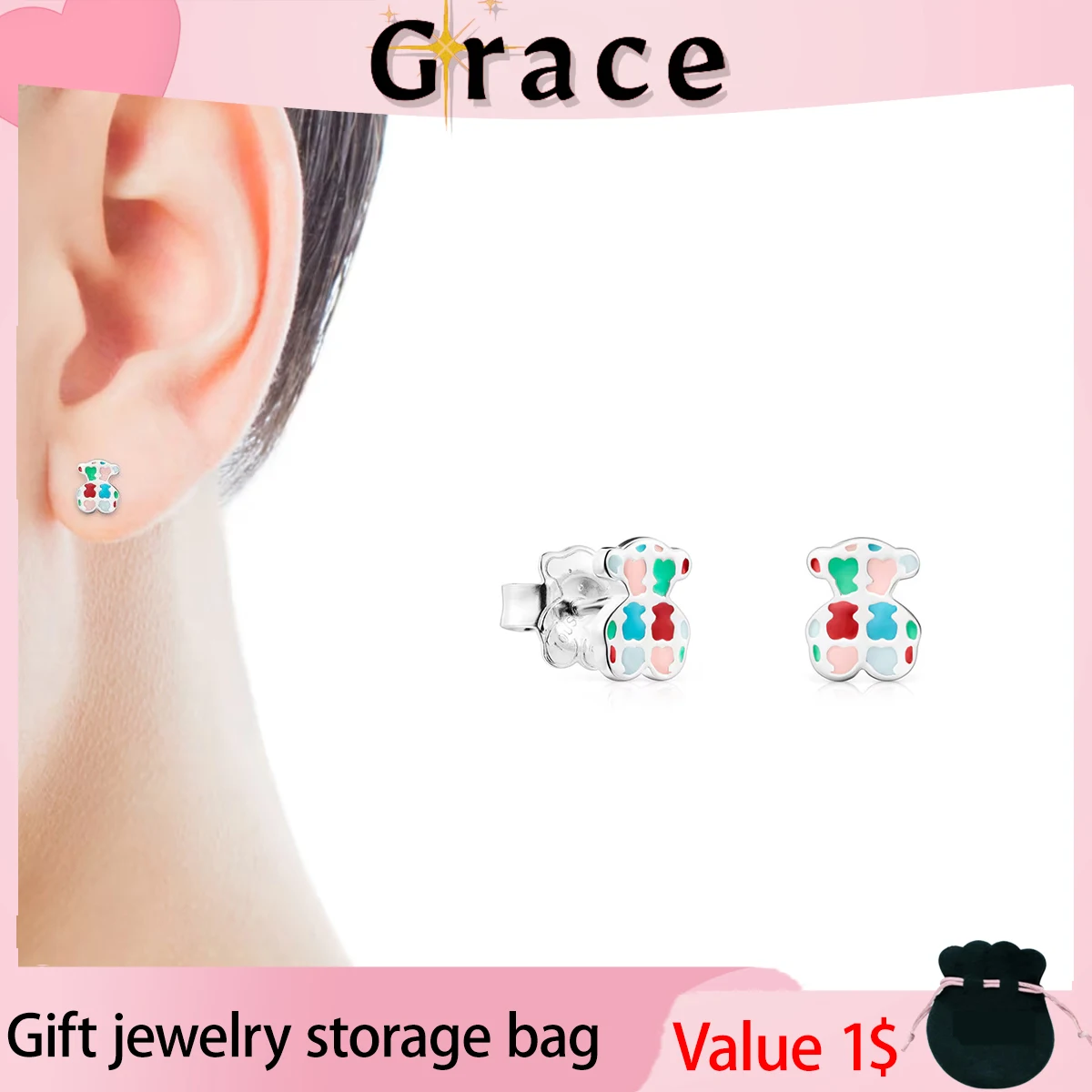 2024 New Hot Fashion Trend Colorful S925 Silver Material Women's Earrings Jewelry Gift