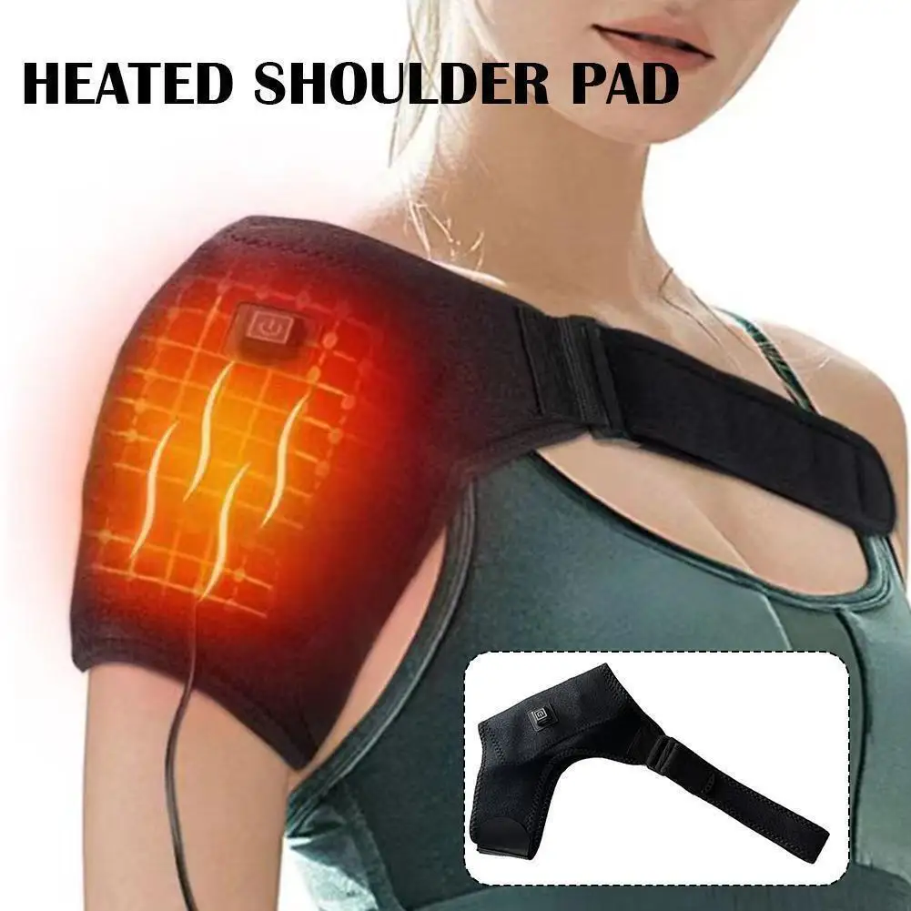 Electric Heated Shoulder Brace Heating Pad Therapy Heat Wrap Pain Relief