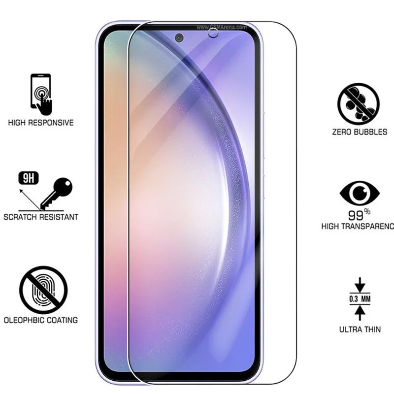 Protetores de tela de vidro temperado para samsung galaxy a54, 5g, 6,4 polegadas, película de proteção de segurança, 3 peças