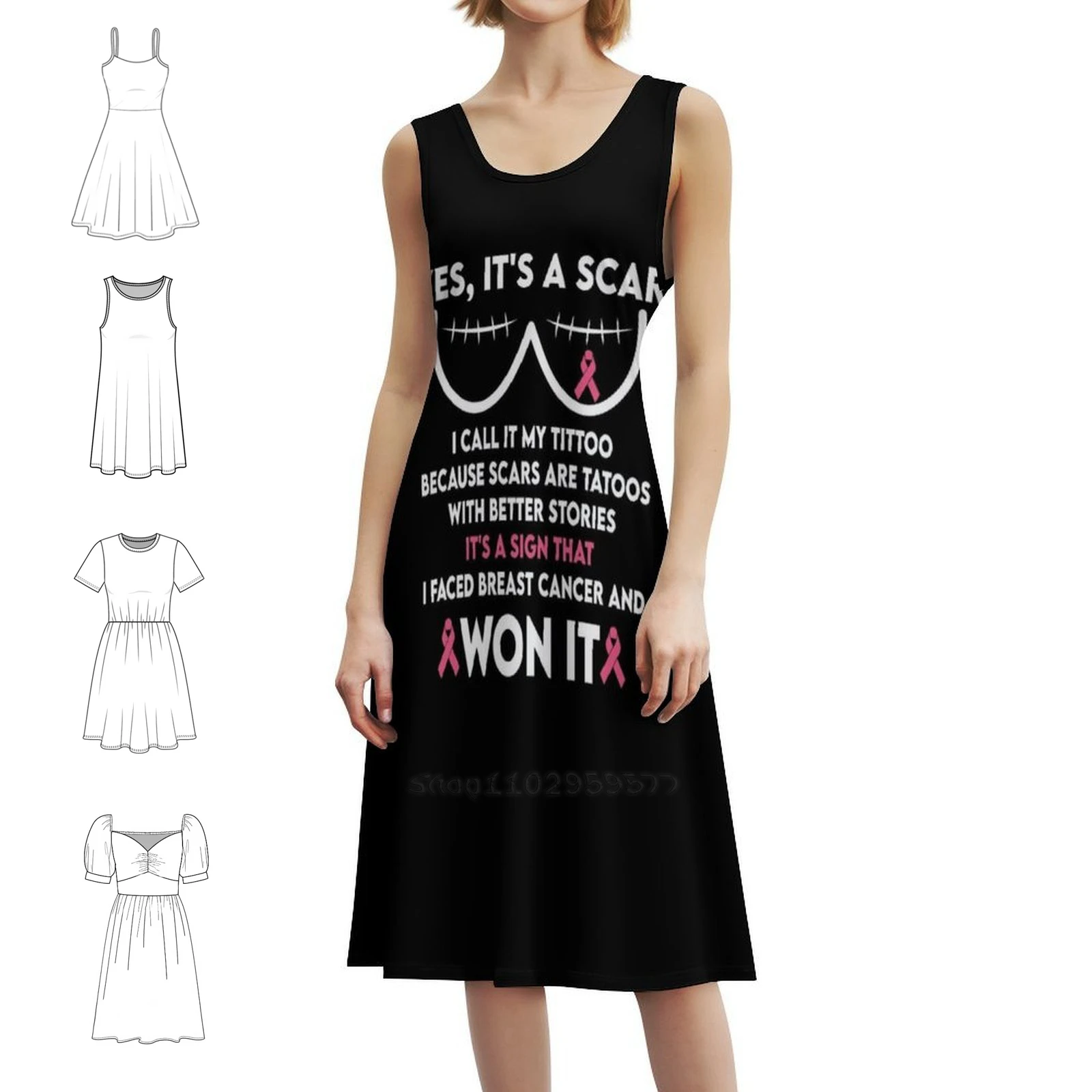 Yes It'S A Scar I Call It My Tittoo Because Breast Bohemian Sleeveless Dress Multi-Print Beach Vacation Party Dress Breast