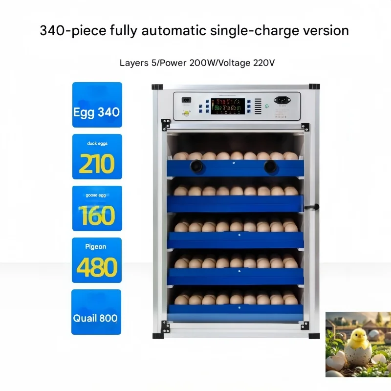 220V and 12V / 340 Egg Capacity Automatic Incubator Dual Power Automatic Flipping Incubator Egg Incubator