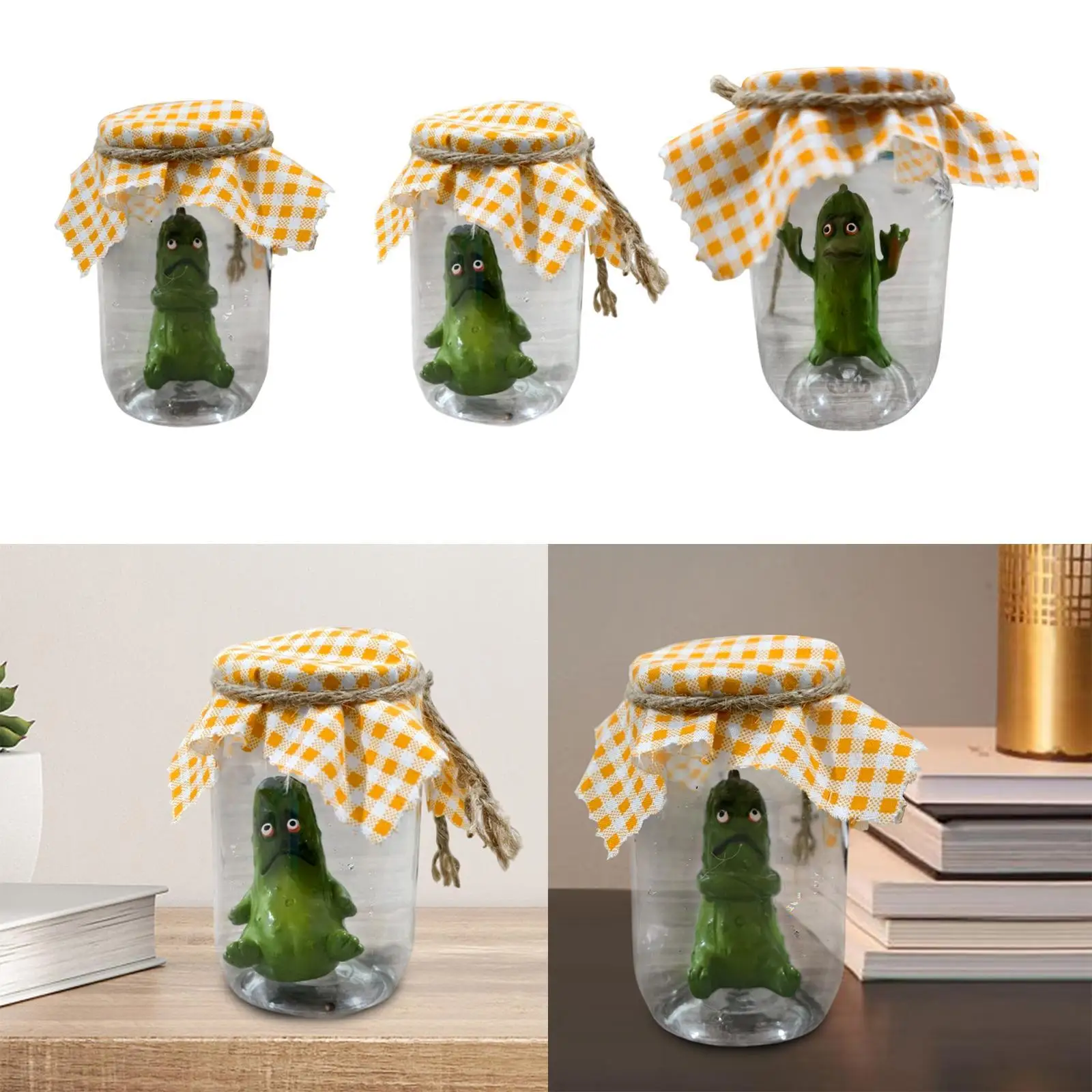 Pickle in A Jar Statue Gift Resin Figurine for Indoor Housewarming Bookshelf