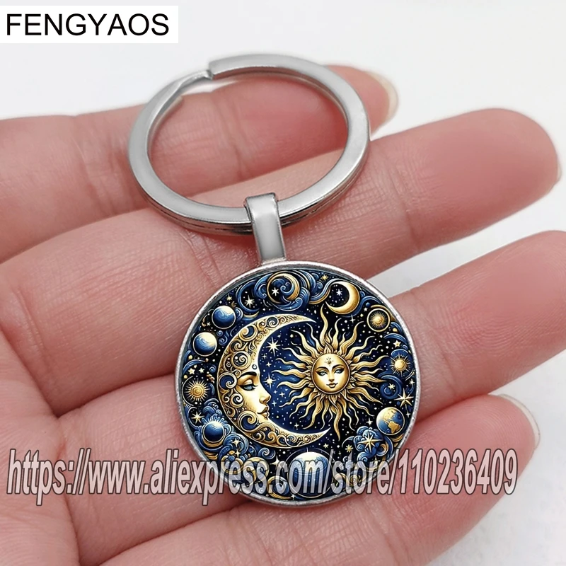Astro Sun & Vintage Moon Keychains, Bag Car Charms Pendant, Home Decor. Perfect Gifts for Holidays & Loved Ones