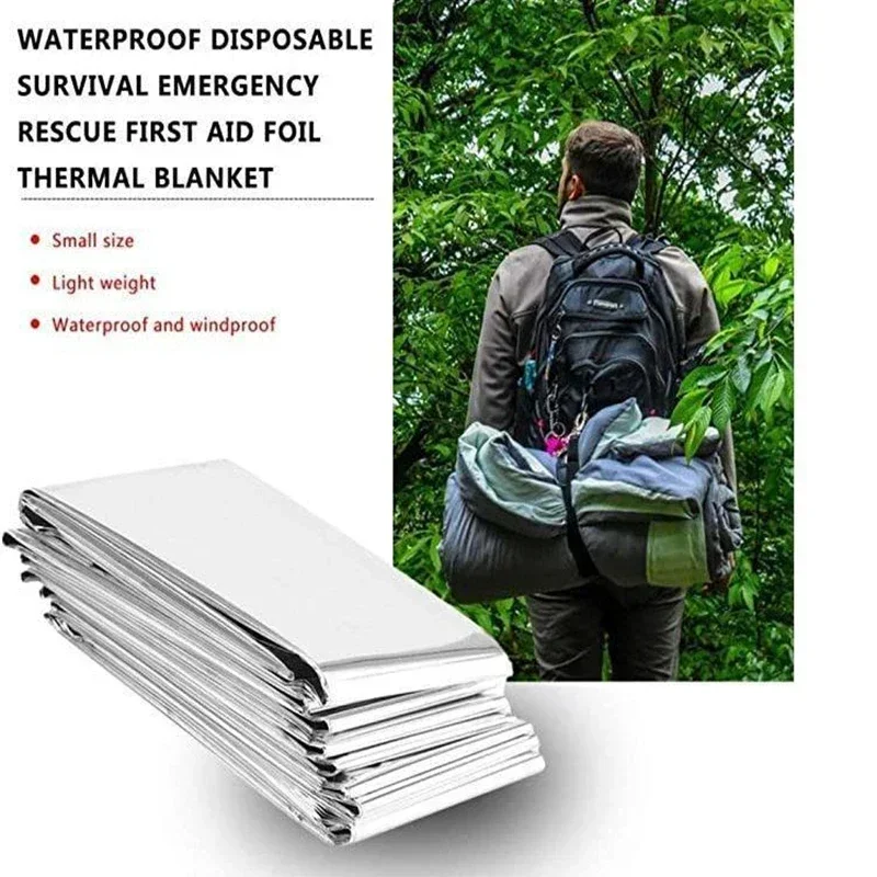 Emergent Blanket Mylar Thermal Outdoor Survive First Aid Kit Rescue Space Foil Camp Hike Mountaineer Bug Out  Heat Retain Ifak