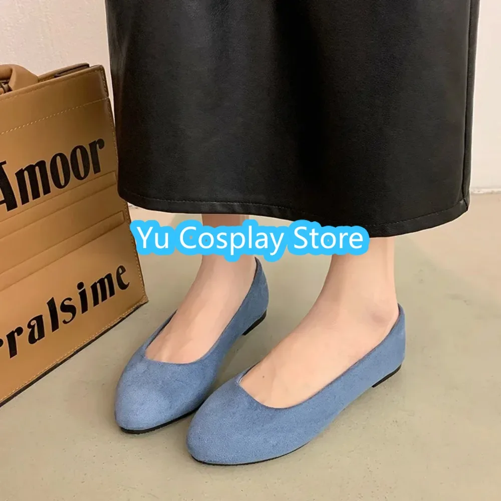 Woman Casual Round Toe Cute Flats Flock Mocasines Ballerina Church Flats Female Suede Elegant Soft Sole Mom Blue Green Red Shoes