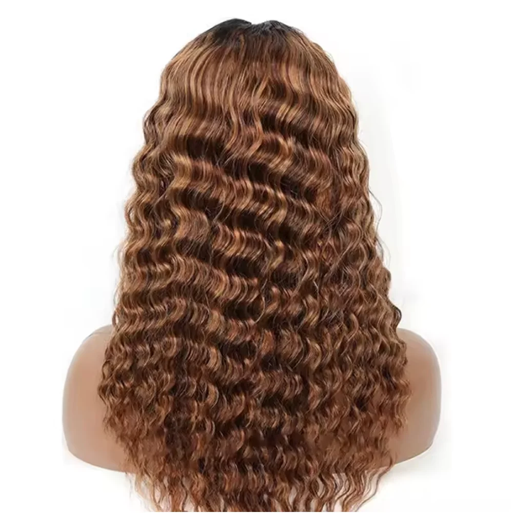 

13x4 HD Lace Frontal Glueless Wig | 30 Inch Deep Wave 4/27 Honey Blonde Highlight Ombre Human Hair Wigs