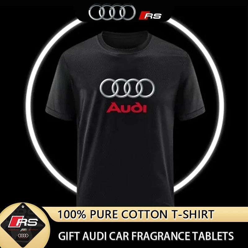 

Best-selling Audi Logo Printed Tee Men's Cotton T-shirt Street Wear Sports and Leisure Summer Lifestyle Club Short Sleeved Shirt