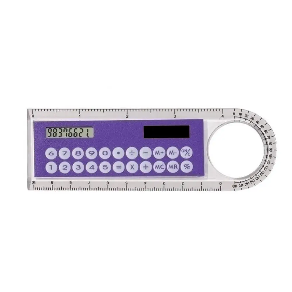 Mini Portable Multifunction Colorful Student Ruler Calculators Portable Solar Energy Counters Random Color Student Calculator