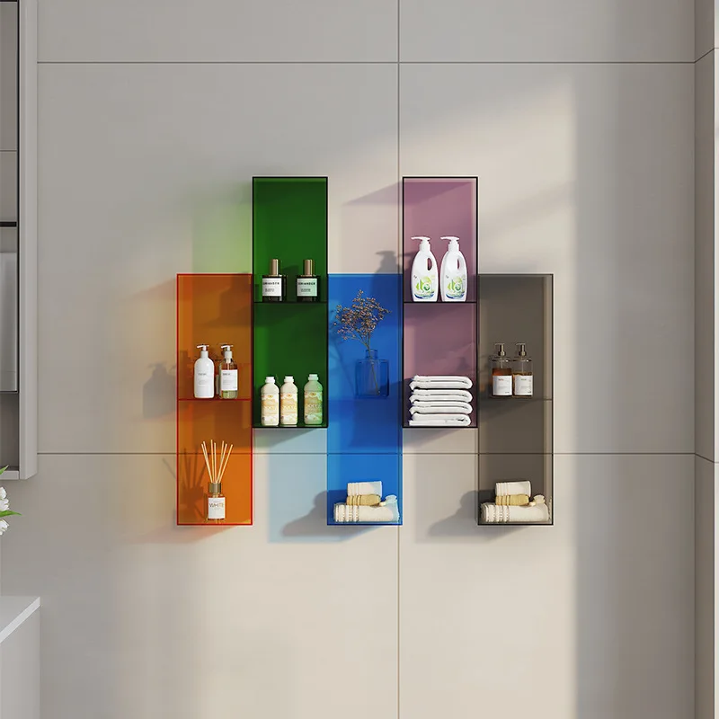 

Легкая роскошная многослойная настенная полка для ванной комнаты, бытовая перегородка для ванной комнаты, настенная полка для хранения в ванной комнате, ламинат