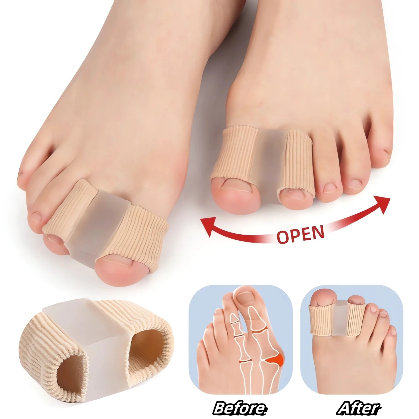 Soft Silicone Toe Spreader - Hallux Valgus Corrector, Thumb Corrector, Foot Care Tool, Orthopedic Protector