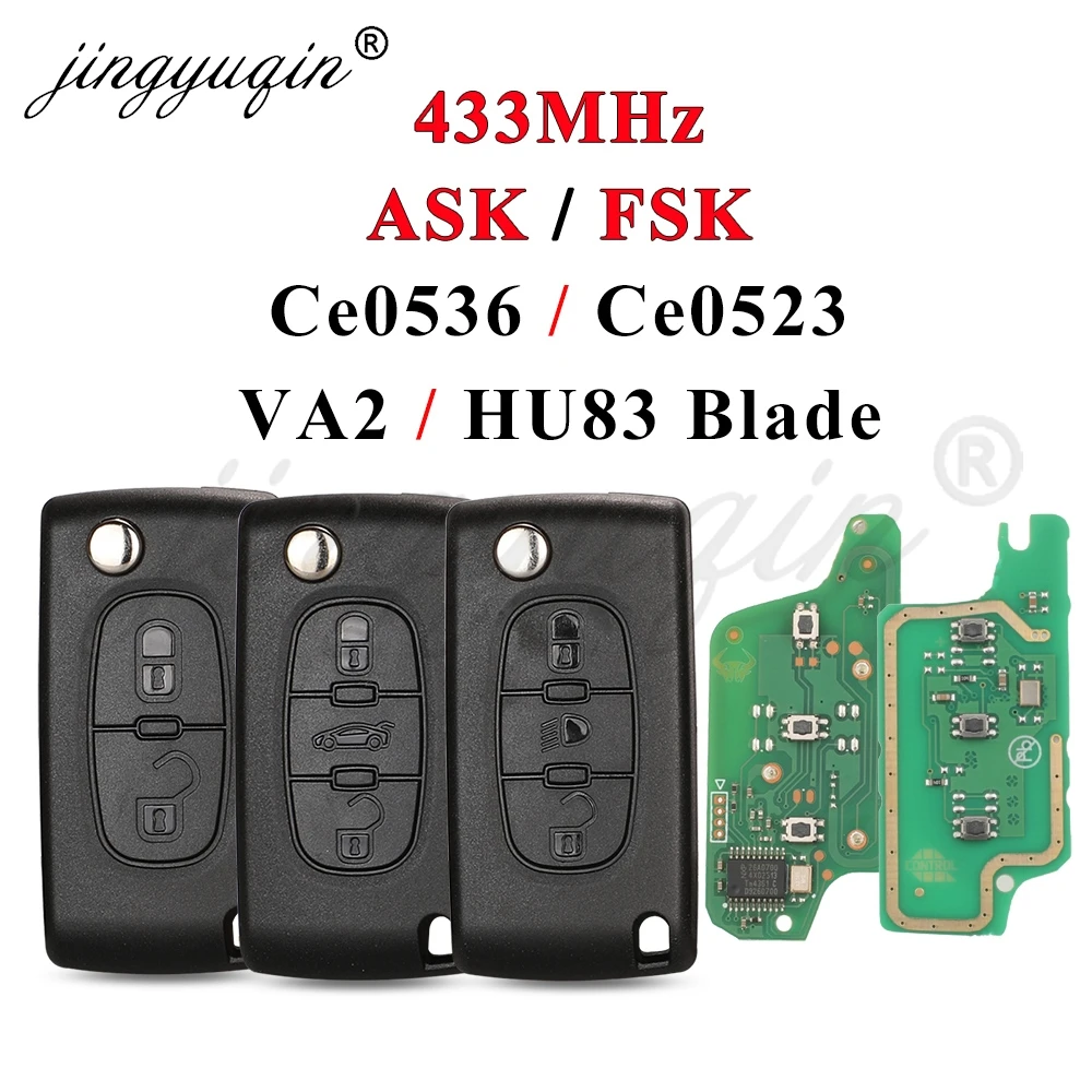 Klappbarer Fernbedienungs-Autoschlüssel 433MHz ID46 für Citroen C1 C2 C3 C4 C5 Berlingo Picasso Peugeot 207 307 308 408 RCZ Fiat CE0536 CE0523 2/3BT