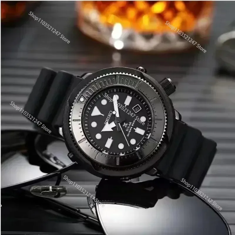 ساعة يد ميكانيكية من SEIKO-Men مع حزام سيليكون ، قرص مضيء ، تقويم ، موضة ، أصلي ، تخفيضات كبيرة ، SNE537