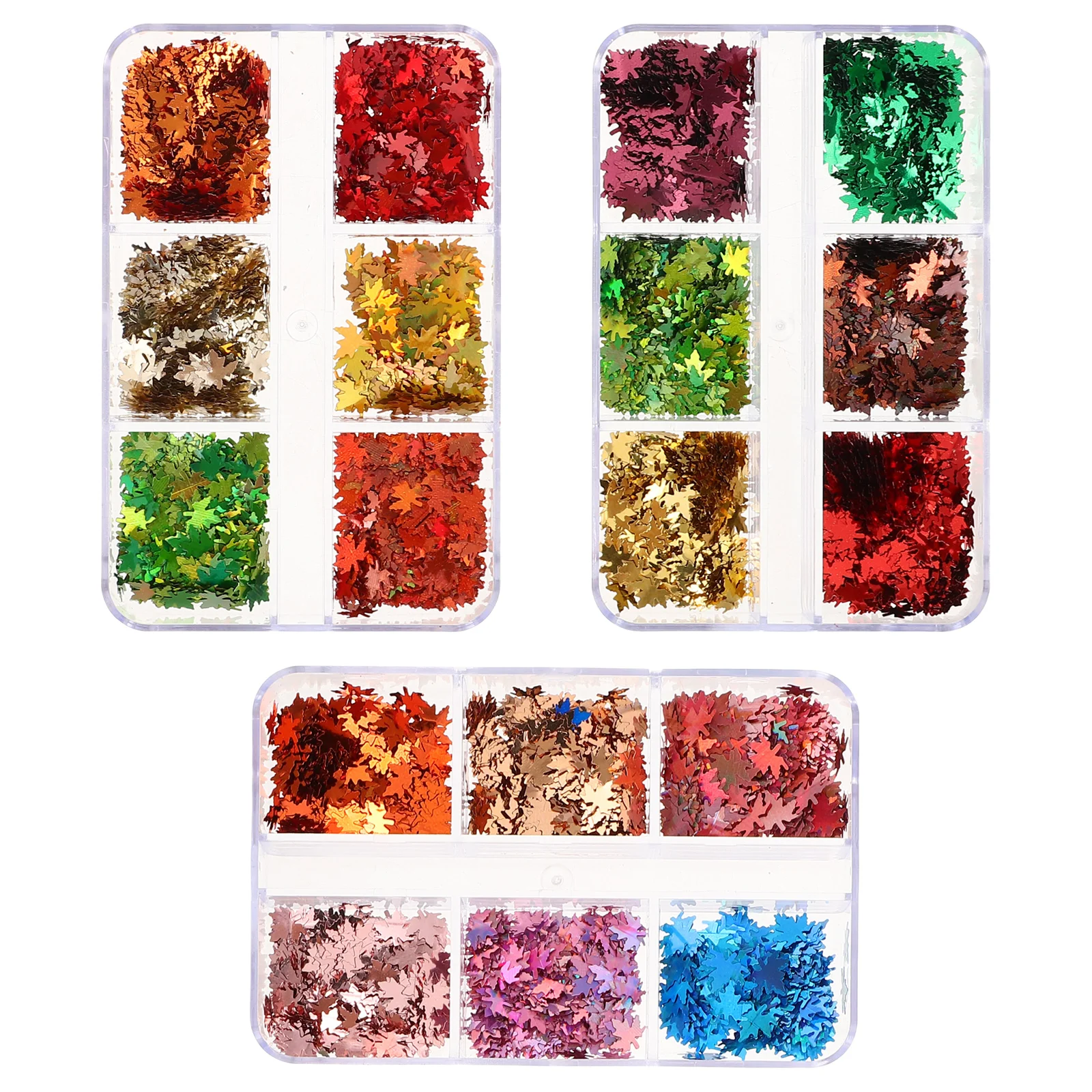

3pcs Decoration Fall Glitter Maple Leaf Sequins Plastic Flakes Autumn Nail Art Charms Thanksgiving Diy Manicure Supplies Leaf