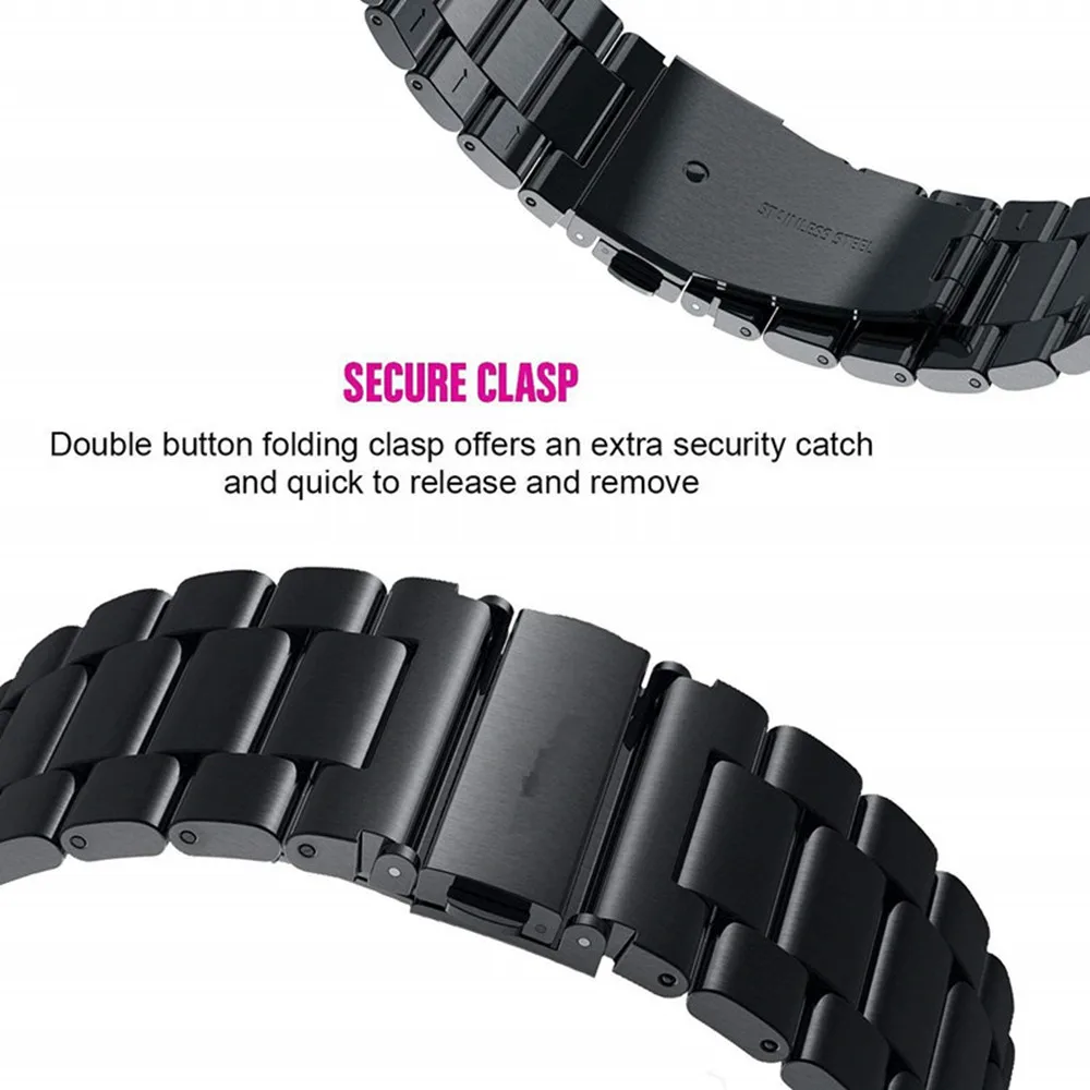 20mm 22mm Band for Samsung Galaxy watch 4 3 gear s3 active 2 Stainless steel bracelet correa HUAWEI watch GT 2 2e 3 pro strap