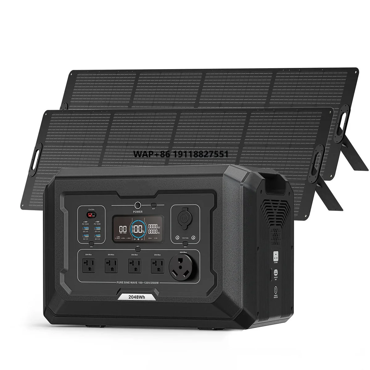 2500 Watt Outdoor Solar System 2048WH Portable Power Station Lifepo4 Portable Solar Generator