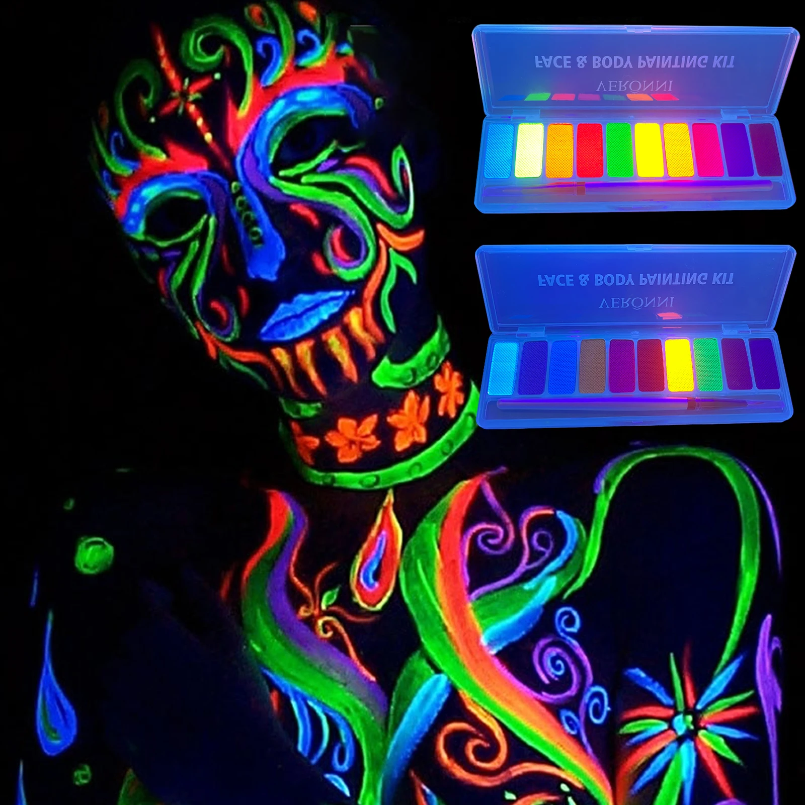 10 Colors Glow Fluorescent Neon Oil Face Body Art Paint UV Glow Oil Painting Halloween Party Fancy Dress Beauty Makeup Cosmetics