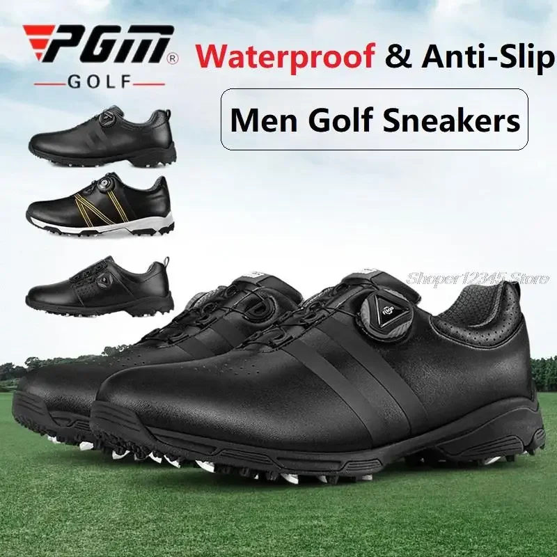 Pgm Training Golf Shoes Men'S Waterproof Golf Shoes Male Rotating Shoelaces Sports Sneakers Man Non-Slip Trainers 3 Styles