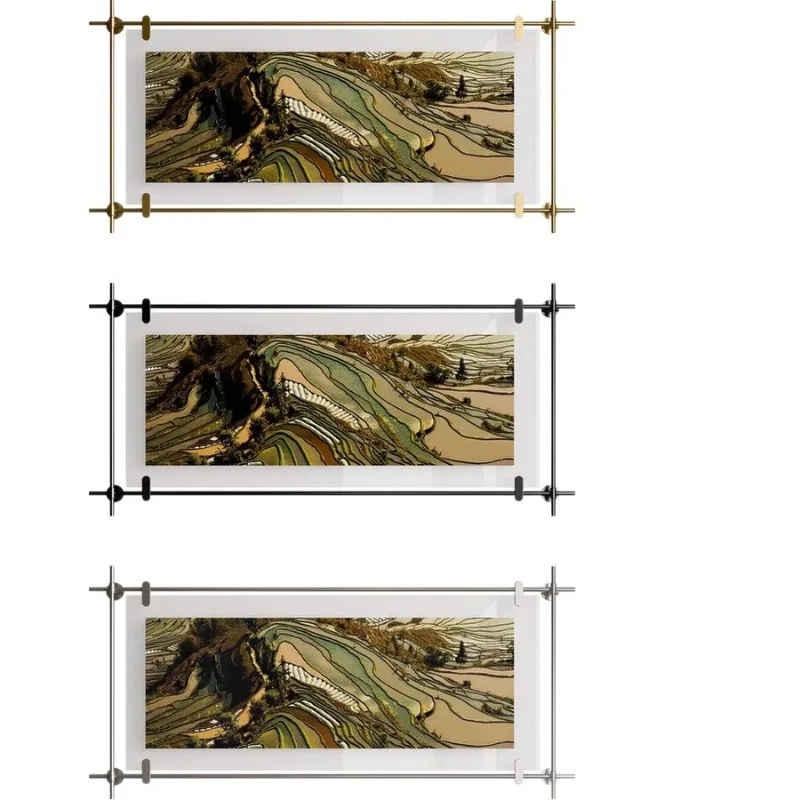 Medieval acrylic metal rod decorative painting living room sofa background wall light luxury high-end  painting niche art
