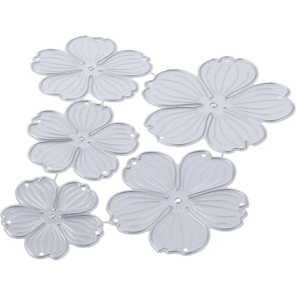 5pcs Sliver Metal Flowers Frame Die Cuts 12.5*10.3cm 3D Flowers Template Mould Carbon Steel, Metal Cut Stencils