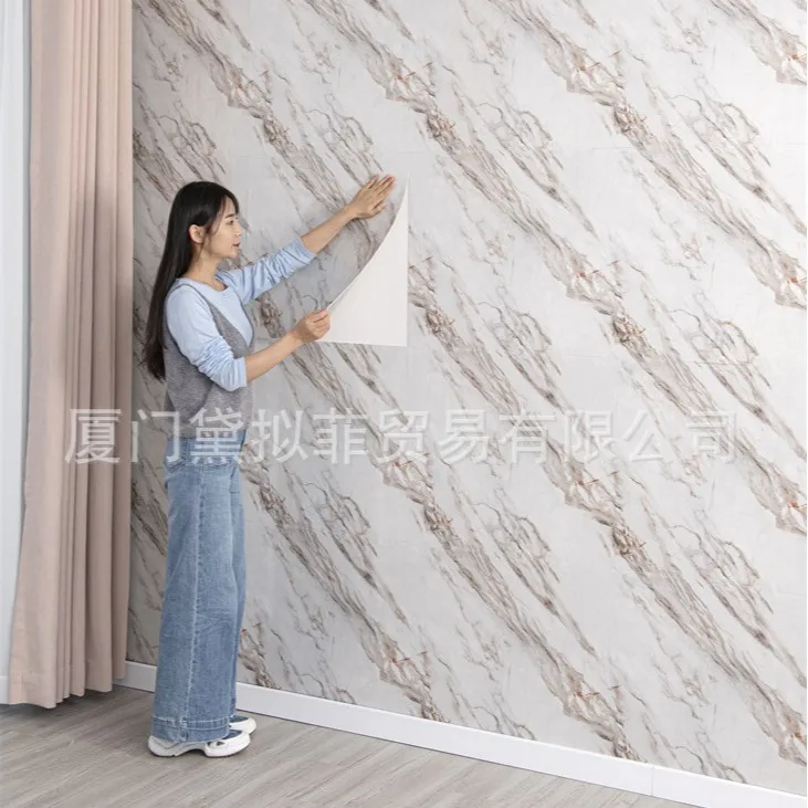 20 Sheets 30CM Square 2.5MM Thick PVC Self-Adhesive Wall Tiles-Marble Waterproof for Shower Kitchen Backsplash DIY Home Upgrade
