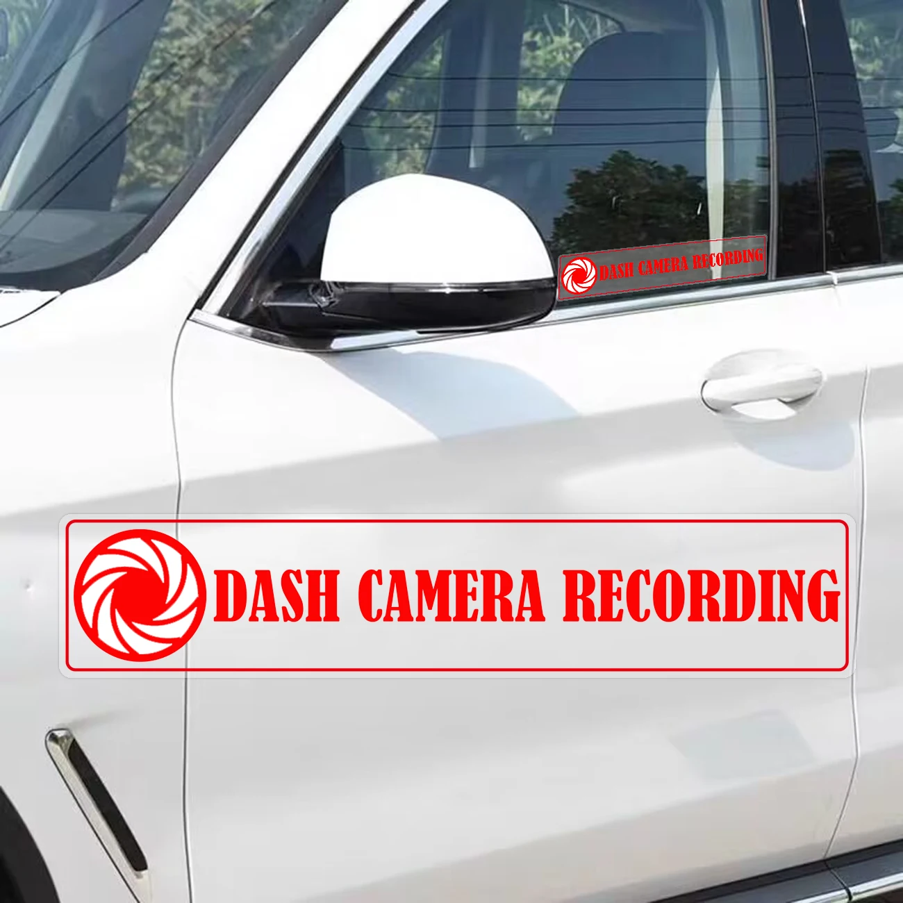 4Pcs Dash Cam Recording in Car Camera Car Decal Vinyl Sticker Waterproof Red 5*1 Inches No Background