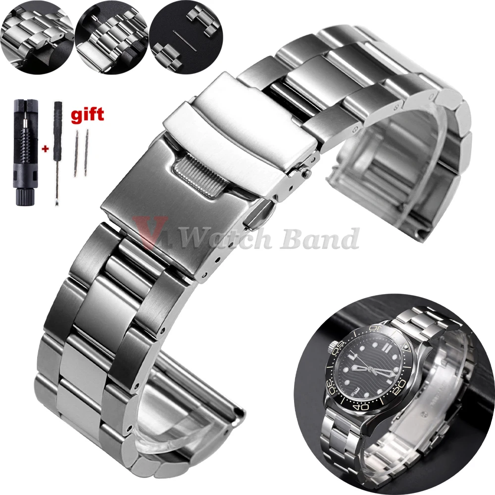 Universelles Armband für Rolex Diving, Metallgürtelarmband für Omega 20 mm, 22 mm, 24 mm, 26 mm, 28 mm, massives Edelstahlarmband für Seiko