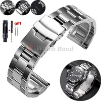 Correa de reloj Universal para buceo Rolex, pulsera de Metal para Omega de 20mm, 22mm, 24mm, 26mm y 28mm, correa de acero inoxidable sólido para Seiko